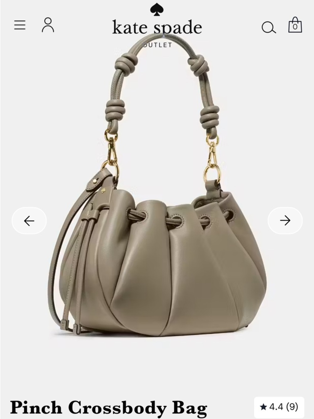 kate spade Olive Green Gathered Leather Shoulder Bag - Picture 2 of 8